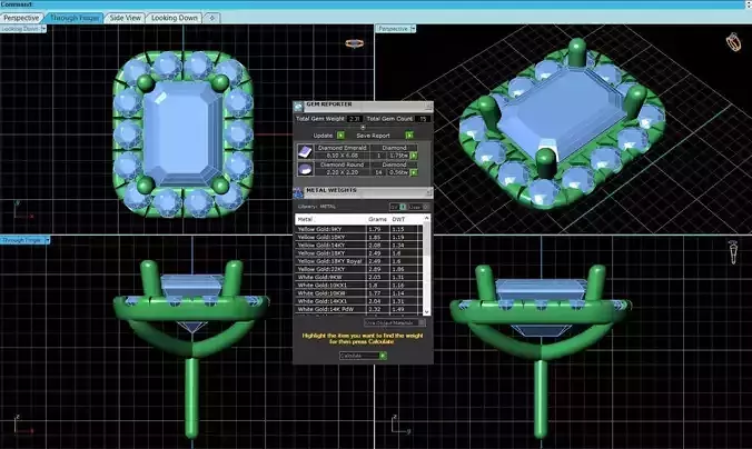 Rectangle Shaped Pendant With Gem 3