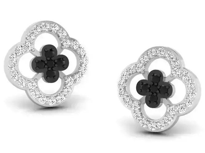 Flower Shaped Ear Studs With Gems 