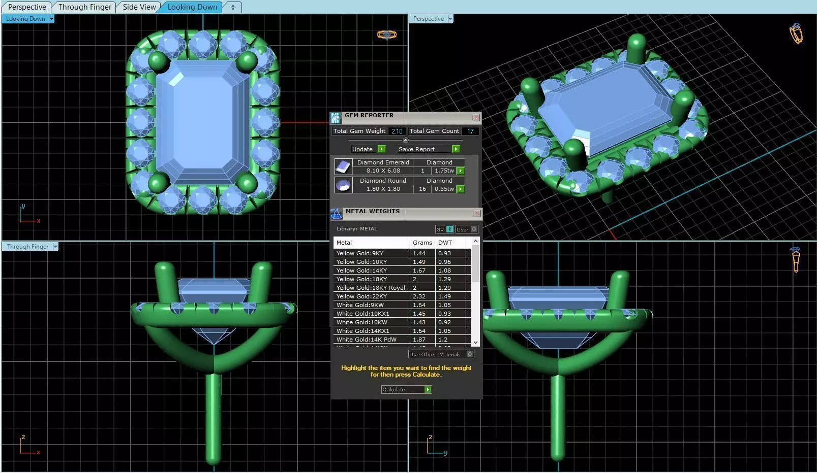 Rectangle Shaped Pendant With Gem 4 3D print model_0