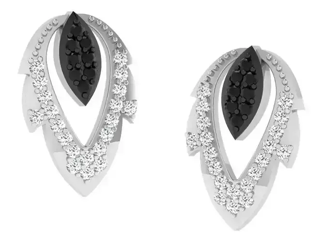 Leaf Shaped Earrings With Gemstones