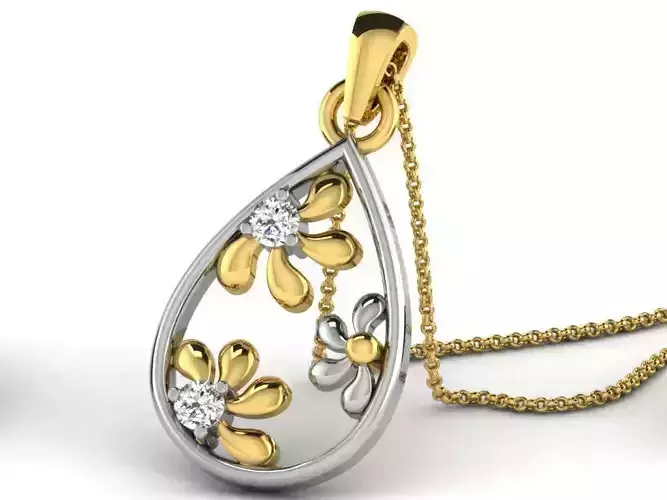Drop Shaped Pendant With Diamonds 5
