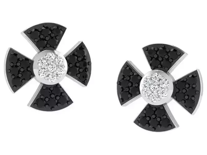 Round Shape Ear Studs With Gemstones