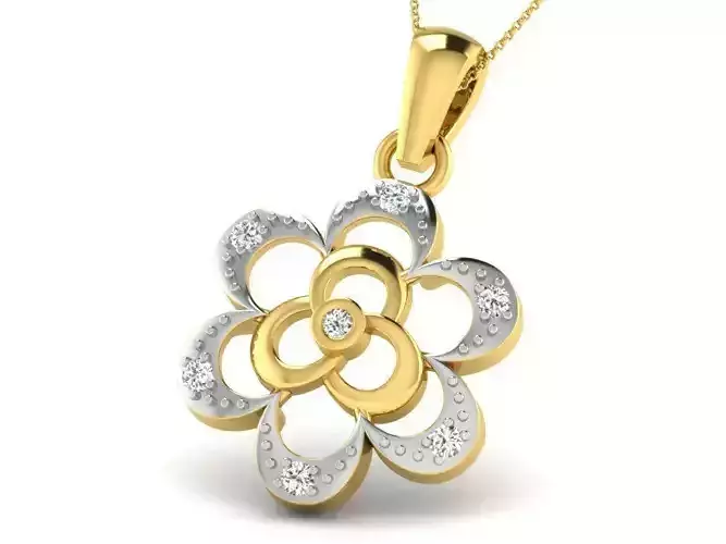 Flower Shaped Pendant With Diamonds 19