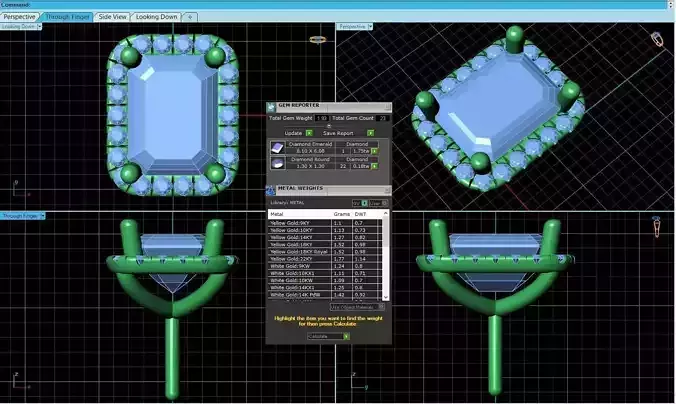 Rectangle Shaped Pendant With Gem 5
