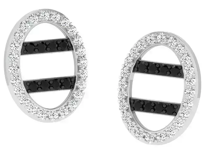 Oval Shaped Earrings With Diamonds and Gems 1