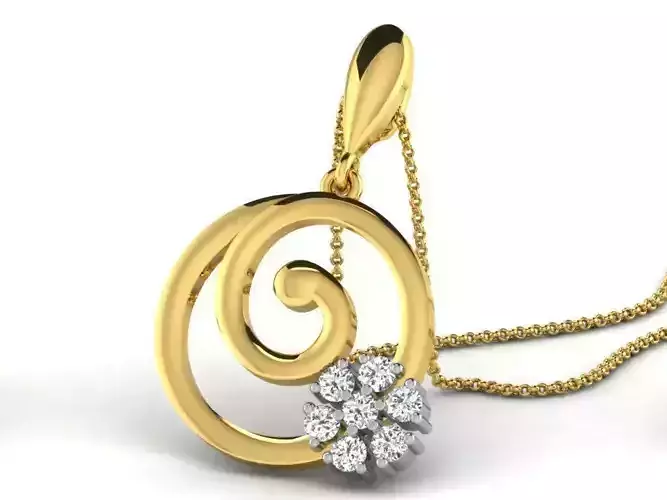 Round Spiral Shaped Golden Pendant