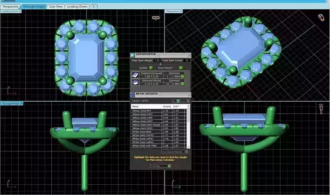 Rectangle Shaped Pendant With Gem 6