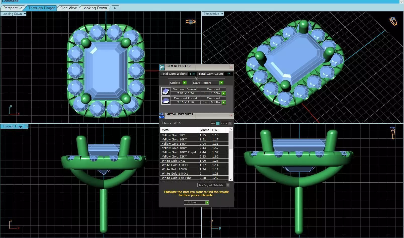 Rectangle Shaped Pendant With Gem 6 3D print model_0