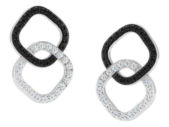 Chain Shaped Drop Earrings With Gem 3D print model