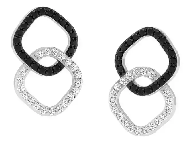 Chain Shaped Drop Earrings With Gem 3D print model