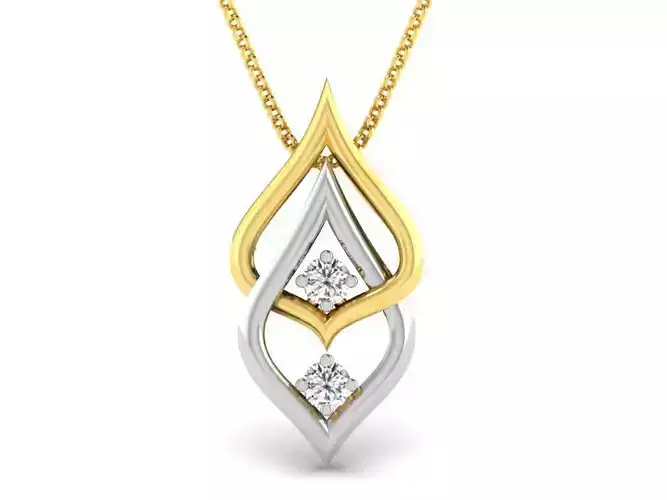 Multimetal Marquise Shaped Pendant With Diamonds