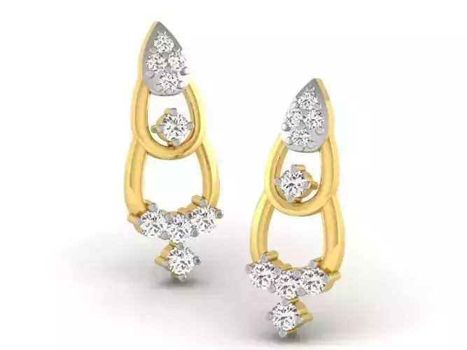 Golden Drop Earrings With Diamonds 10
