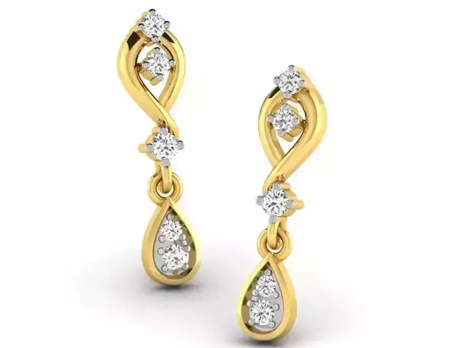 Golden Drop Earrings With Diamonds 11