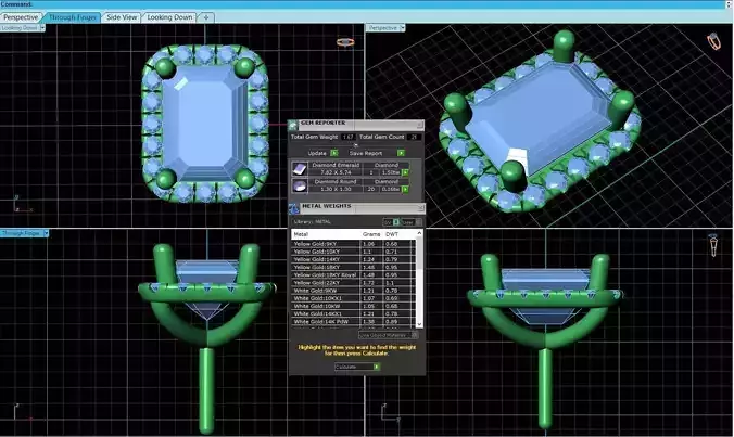 Rectangle Shaped Pendant With Gem 8