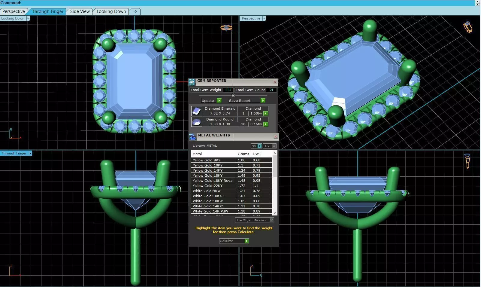 Rectangle Shaped Pendant With Gem 8 3D print model_0