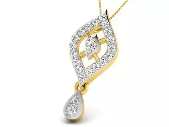 Marquise Shaped Golden Pendant With Diamonds 4
