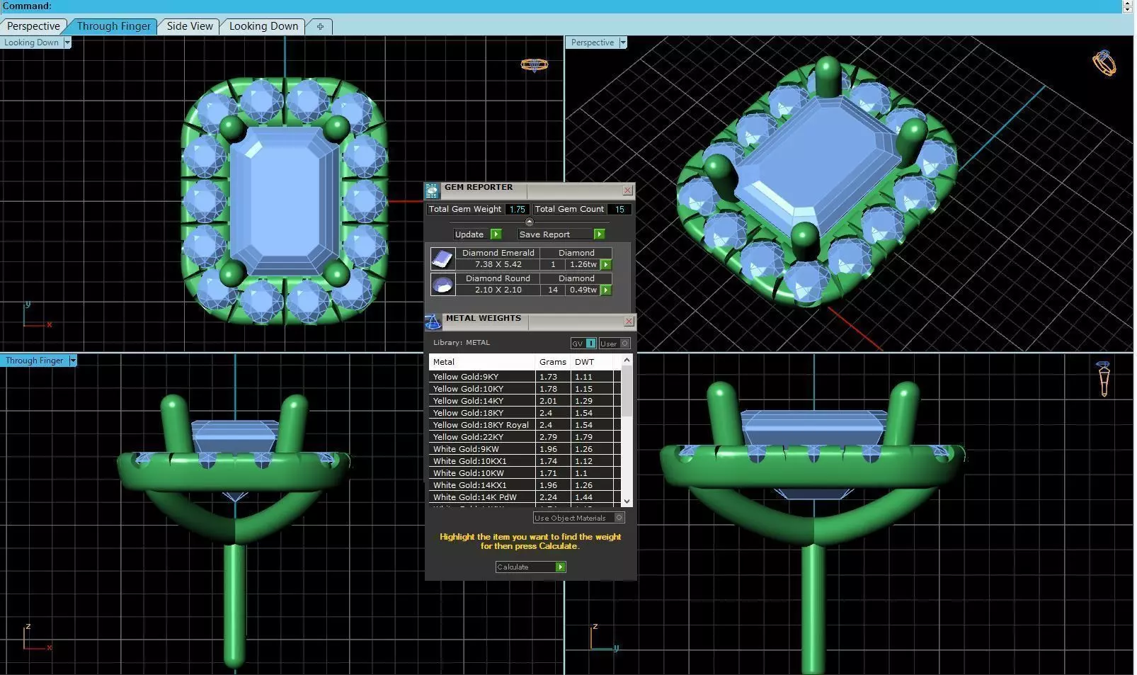 Rectangle Shaped Pendant With Gem 9 3D print model_0
