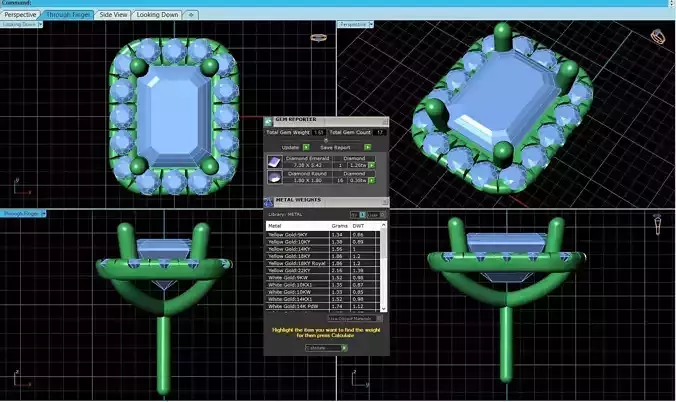Rectangle Shaped Pendant With Gem 10