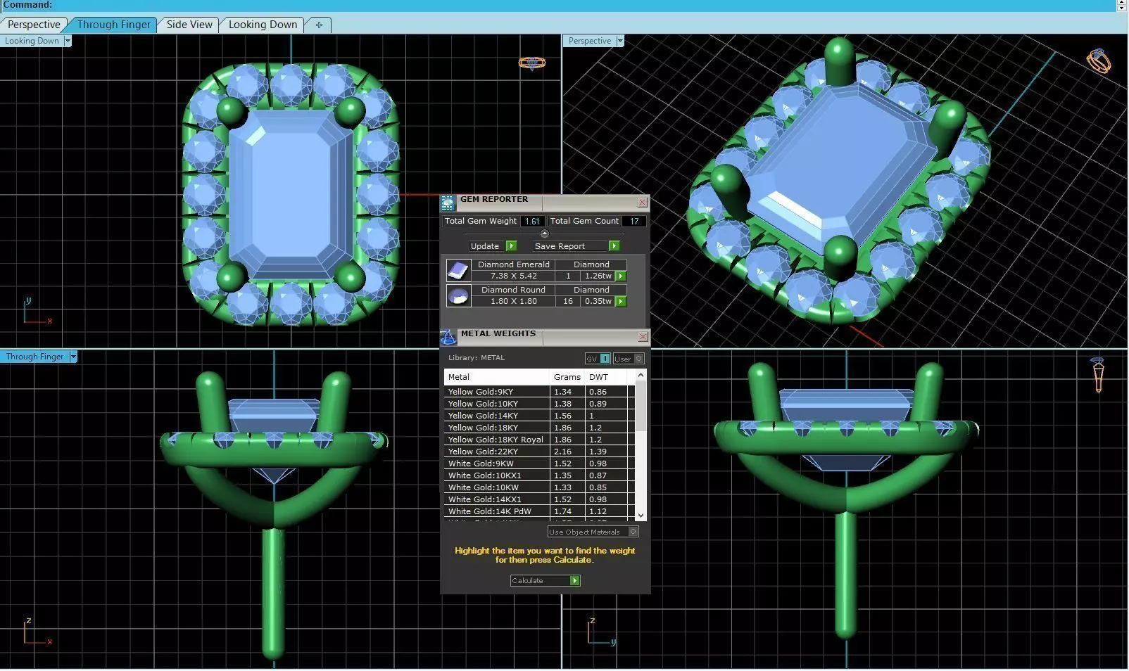 Rectangle Shaped Pendant With Gem 10 3D print model_0
