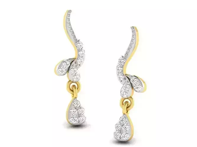 Golden Drop Earrings With Diamonds 12