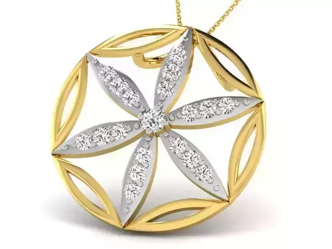 Round Shaped Golden Pendant With Diamonds 15