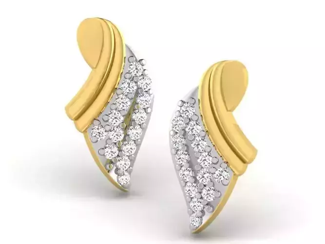 Golden Ear Studs With Diamonds  8