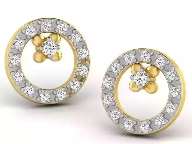 Round Shaped Earrings With Diamonds 1
