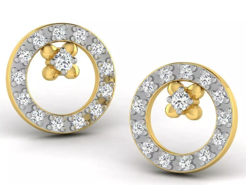 Round Shaped Earrings With Diamonds 1 3D print model_0