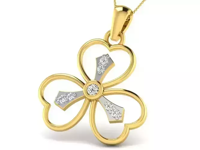 Flower Shaped Golden Pendant With Diamonds 24