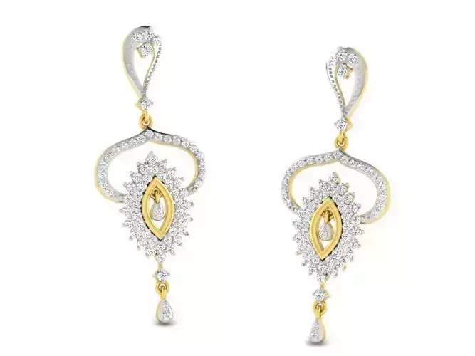Golden Drop Earrings With Diamonds 13