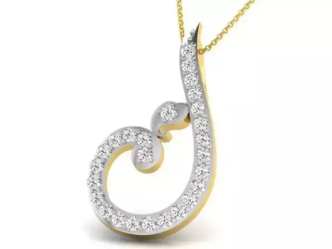 Swirled Golden Pendant With Diamonds