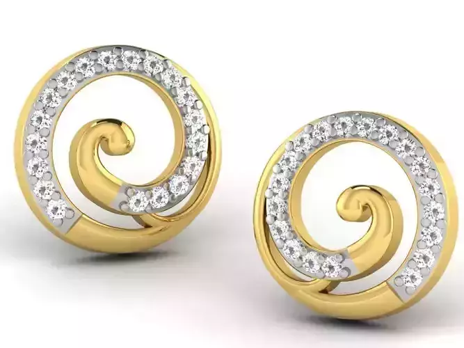 Spiral Golden Earrings With Diamonds 1