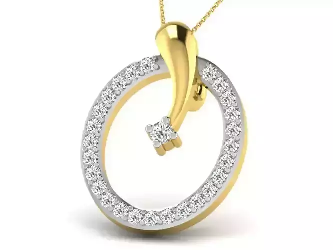 Oval Shaped Golden Pendant With Diamonds 13