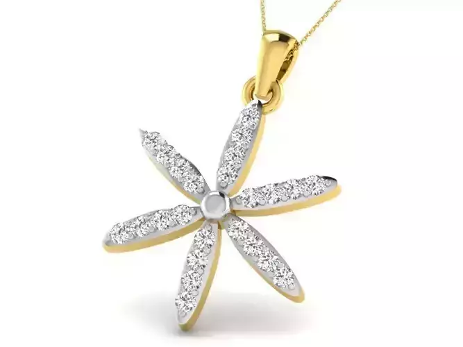 Flower Shaped Golden Pendant With Diamonds 27