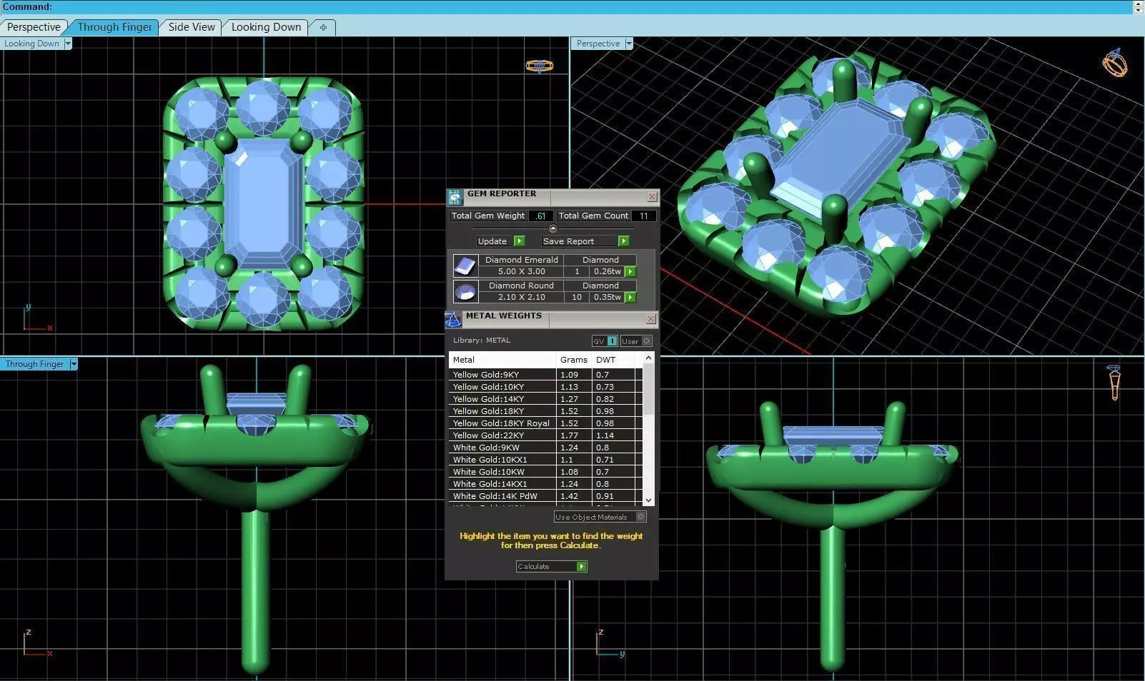 Rectangle Shaped Pendant With Gem 21 3D print model_0