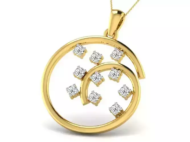 Spiral Golden Pendant With Diamonds 10