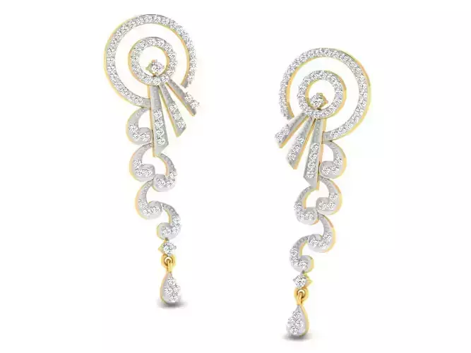 Golden Drop Earrings With Diamonds 14