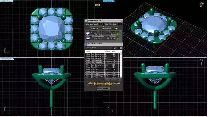 Square Shaped Pendant With Gem 24