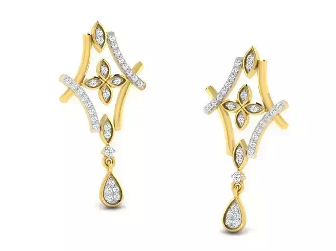 Golden Drop Earrings With Diamonds 16
