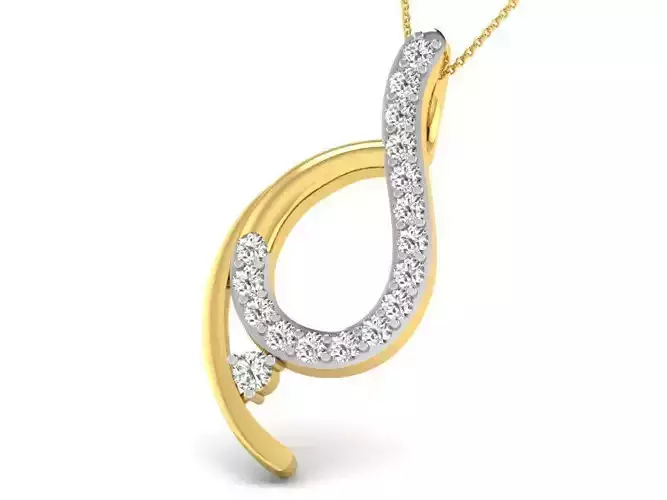 Spiral Golden Pendant With Diamonds 11