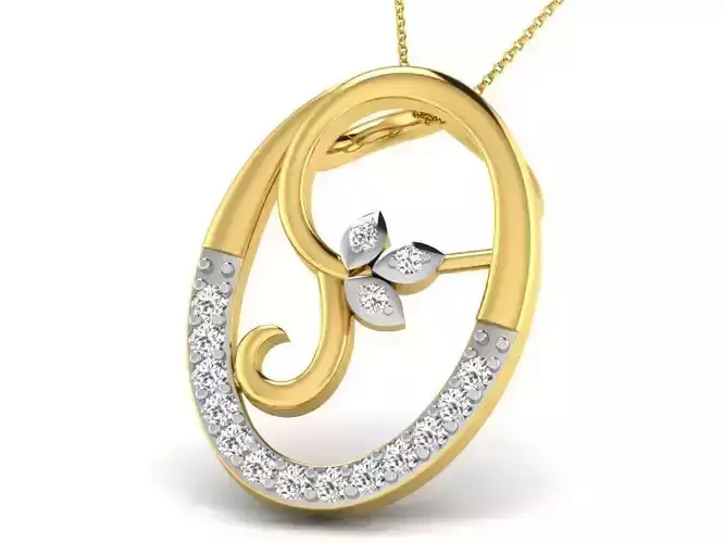 Oval Shaped Golden Pendant With Diamonds 15