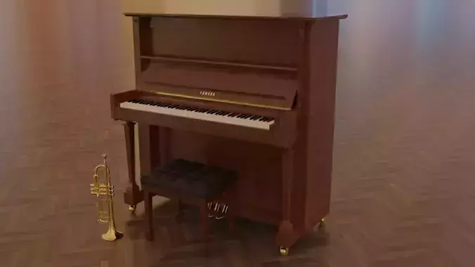 Yamaha piano and trumpet 3D model
