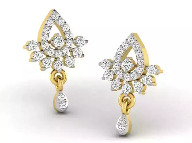 Golden Drop Earrings With Diamonds 18