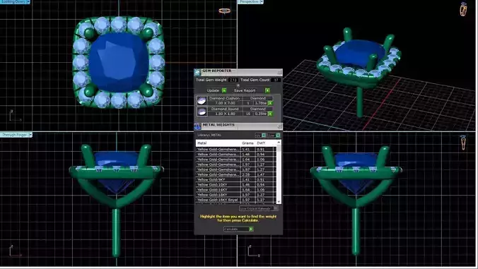 Square Shaped Pendant With Gem 28