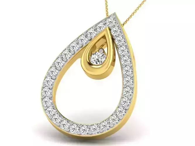 Drop Shaped Golden Pendant With Diamonds 11