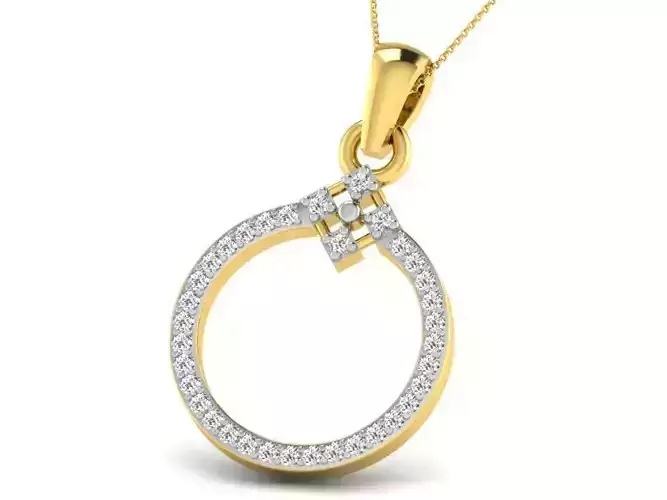 Round Shaped Golden Pendant With Diamonds 18