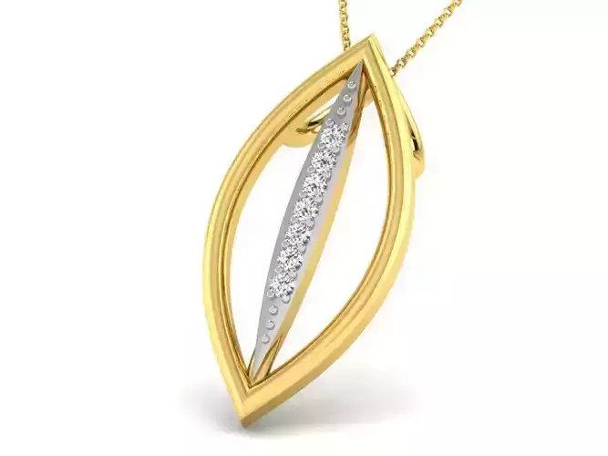 Marquise Shaped Golden Pendant With Diamonds 7