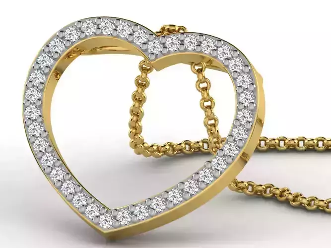 Heart Shaped Golden Pendant With Diamonds 22