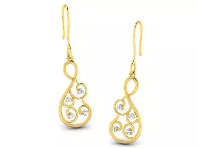 Golden Drop Earrings With Diamonds 23
