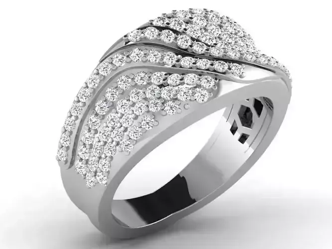 Wide Silver Ring With Diamonds 1